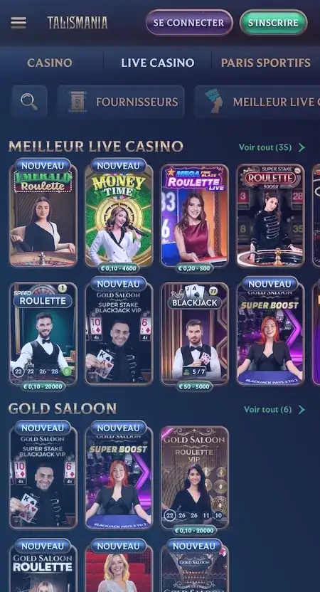Machines à sous, jeux de table et live en mobilité